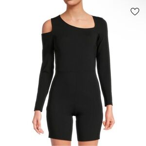NWT Wolford Warm Up Cut Out Asymmetrical Sleeve Romper size 36/US 6 Black